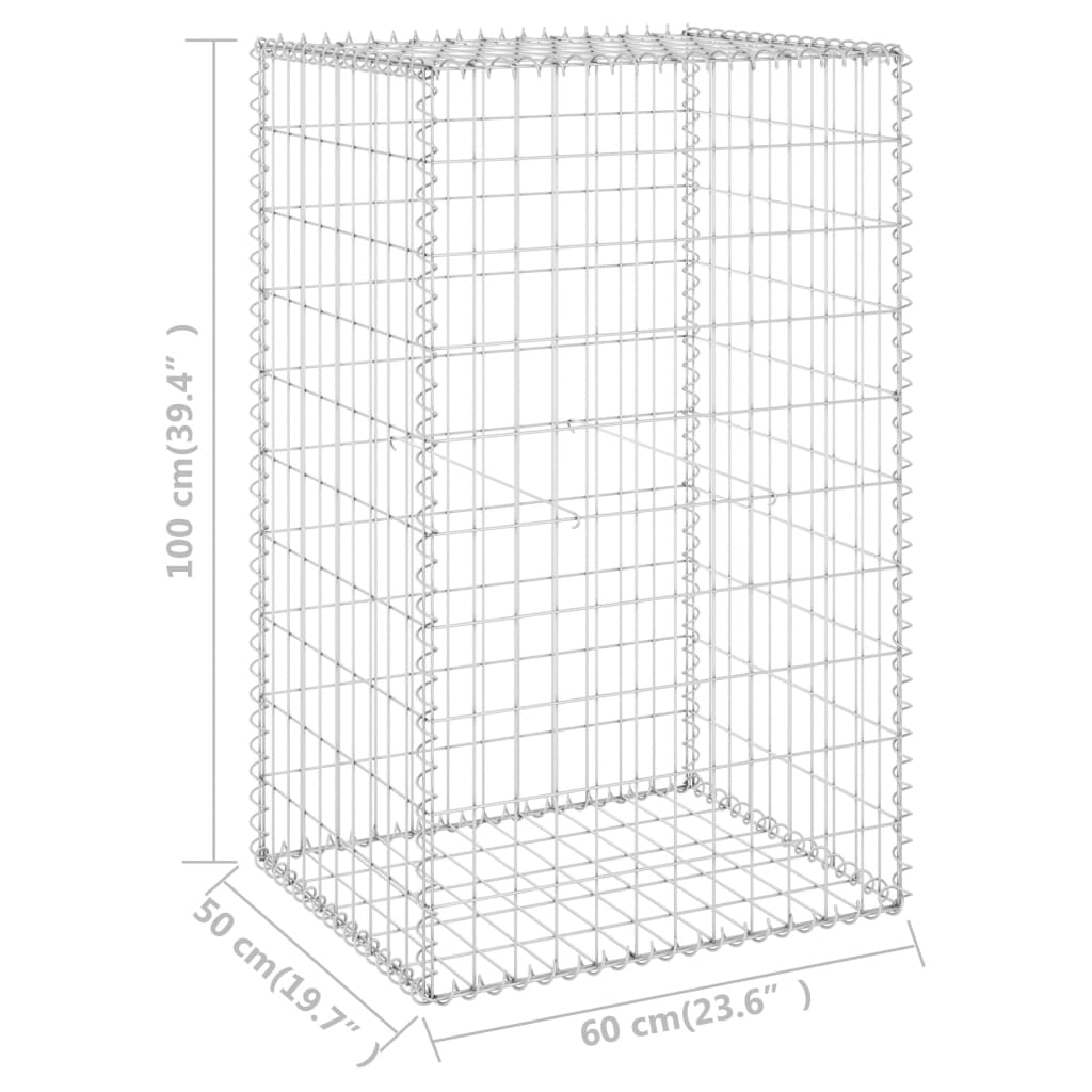 Gabion-kivikori kansilla galvanoitu teräs 60x50x100 cm - Sisustajankoti.fi