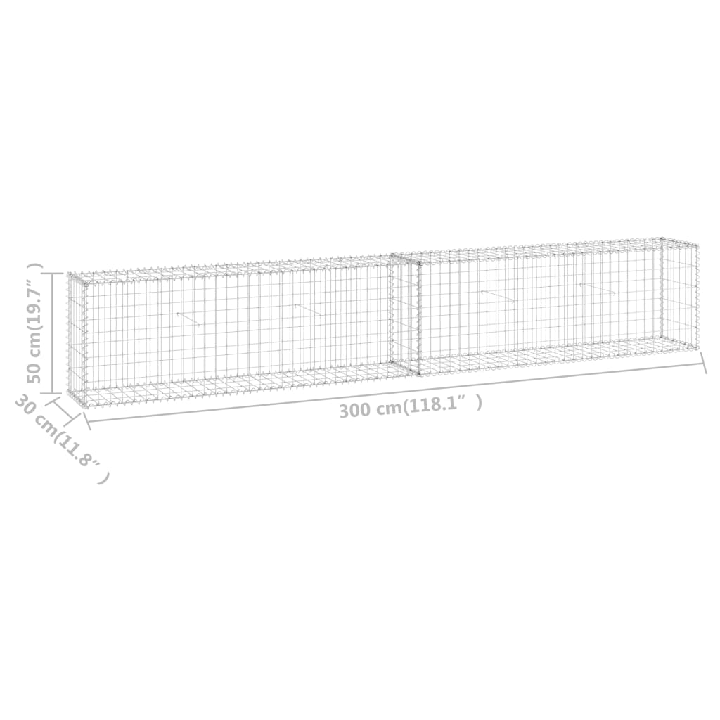 Gabion-kivikori kansilla galvanoitu teräs 300x30x50 cm - Sisustajankoti.fi