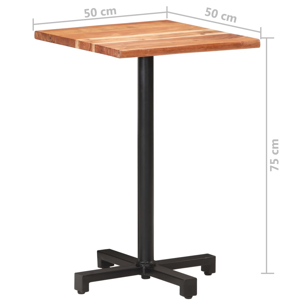 Bistropöytä elävät reunat 50x50x75 cm täysi akaasiapuu - Sisustajankoti.fi