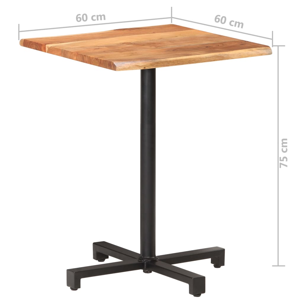 Bistropöytä elävät reunat 60x60x75 cm täysi akaasiapuu - Sisustajankoti.fi