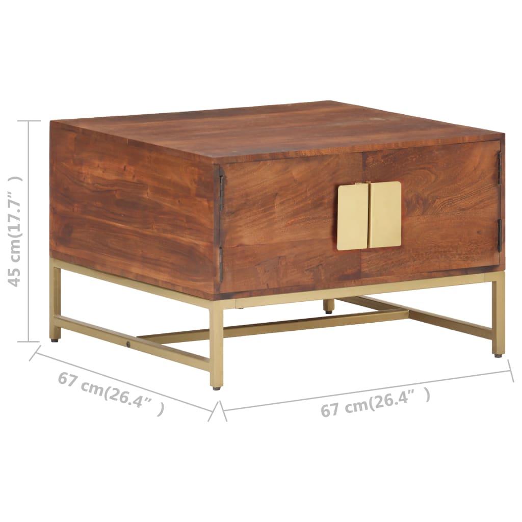 Sohvapöytä hunajanruskea 67x67x45 cm täysi akaasiapuu - Sisustajankoti.fi