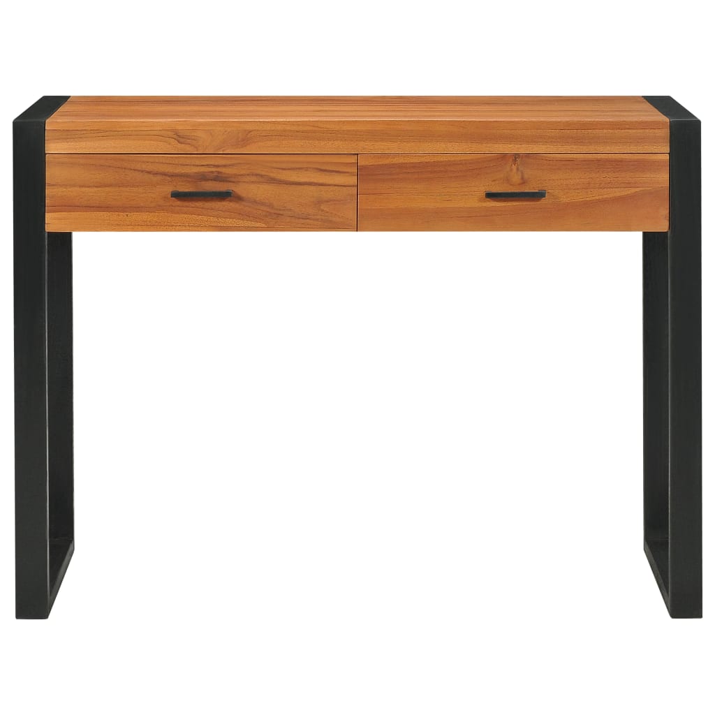 Kirjoituspöytä 2 vetolaatikolla 100x40x75cm kierrätetty tiikki - Sisustajankoti.fi
