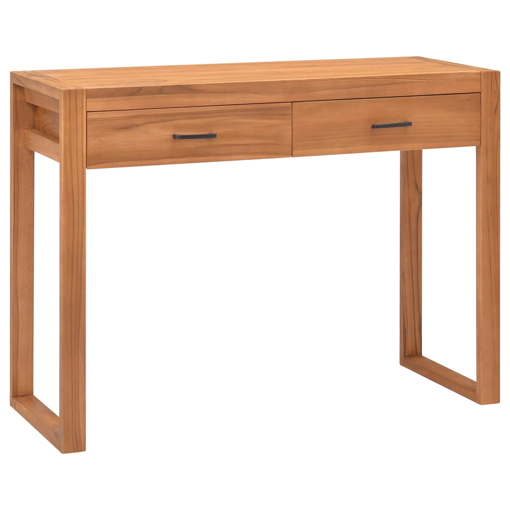 Kirjoituspöytä 2 vetolaatikolla 100x40x75cm kierrätetty tiikki - Sisustajankoti.fi