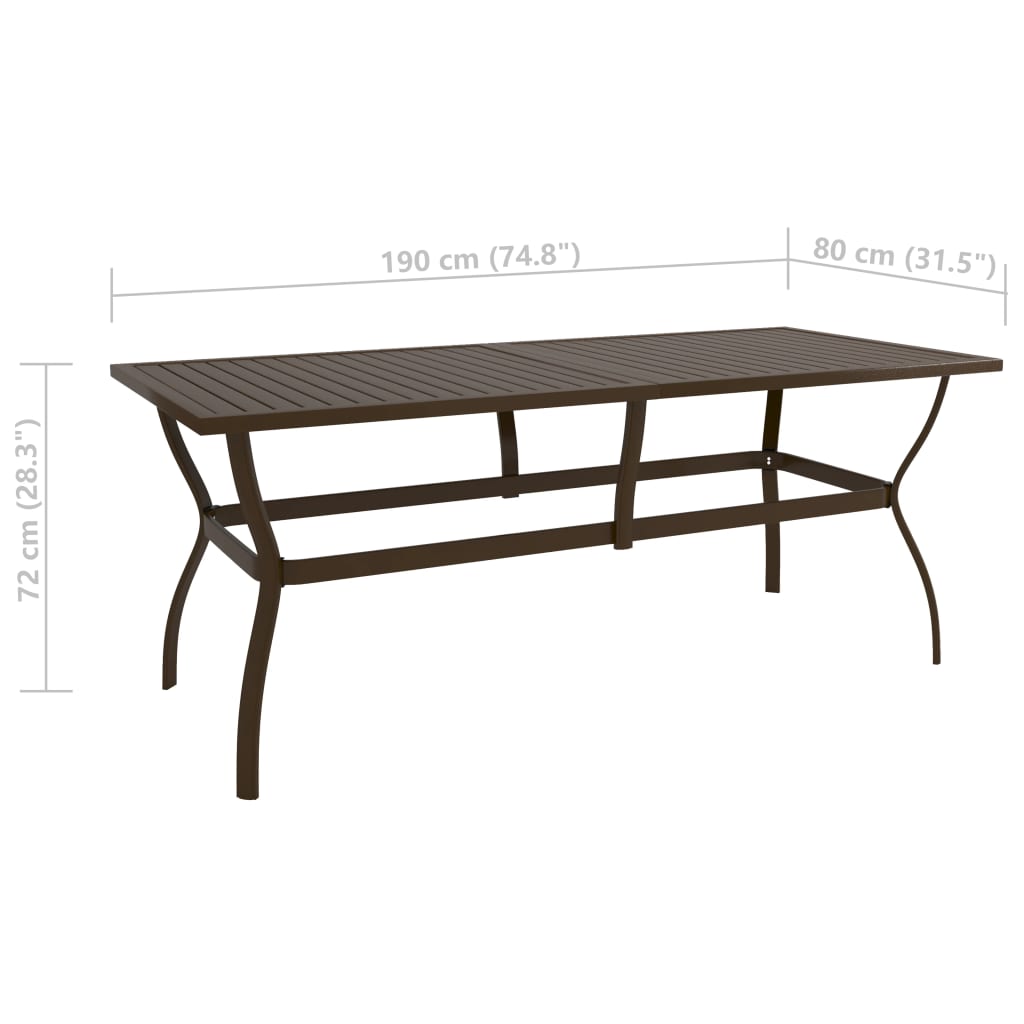 Puutarhapöytä ruskea 190x80x72 cm teräs - Sisustajankoti.fi