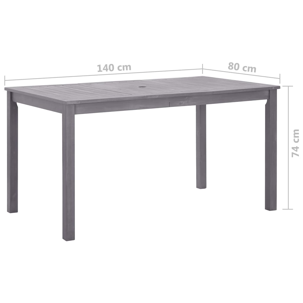 Puutarhapöytä harmaa kuultomaali 140x80x74 cm täysi akaasiapuu - Sisustajankoti.fi
