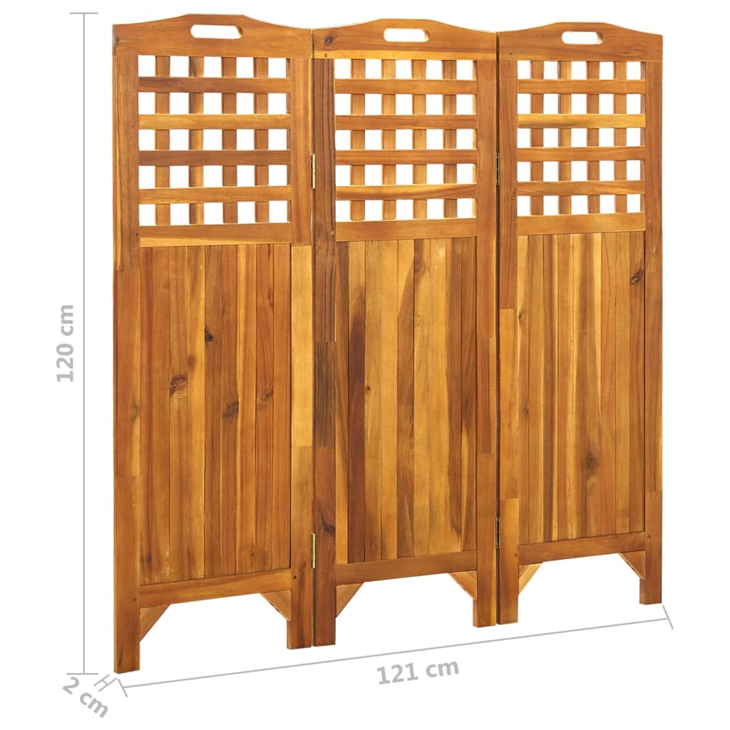 3-paneelinen tilanjakaja 121x2x120 cm täysi akaasiapuu - Sisustajankoti.fi