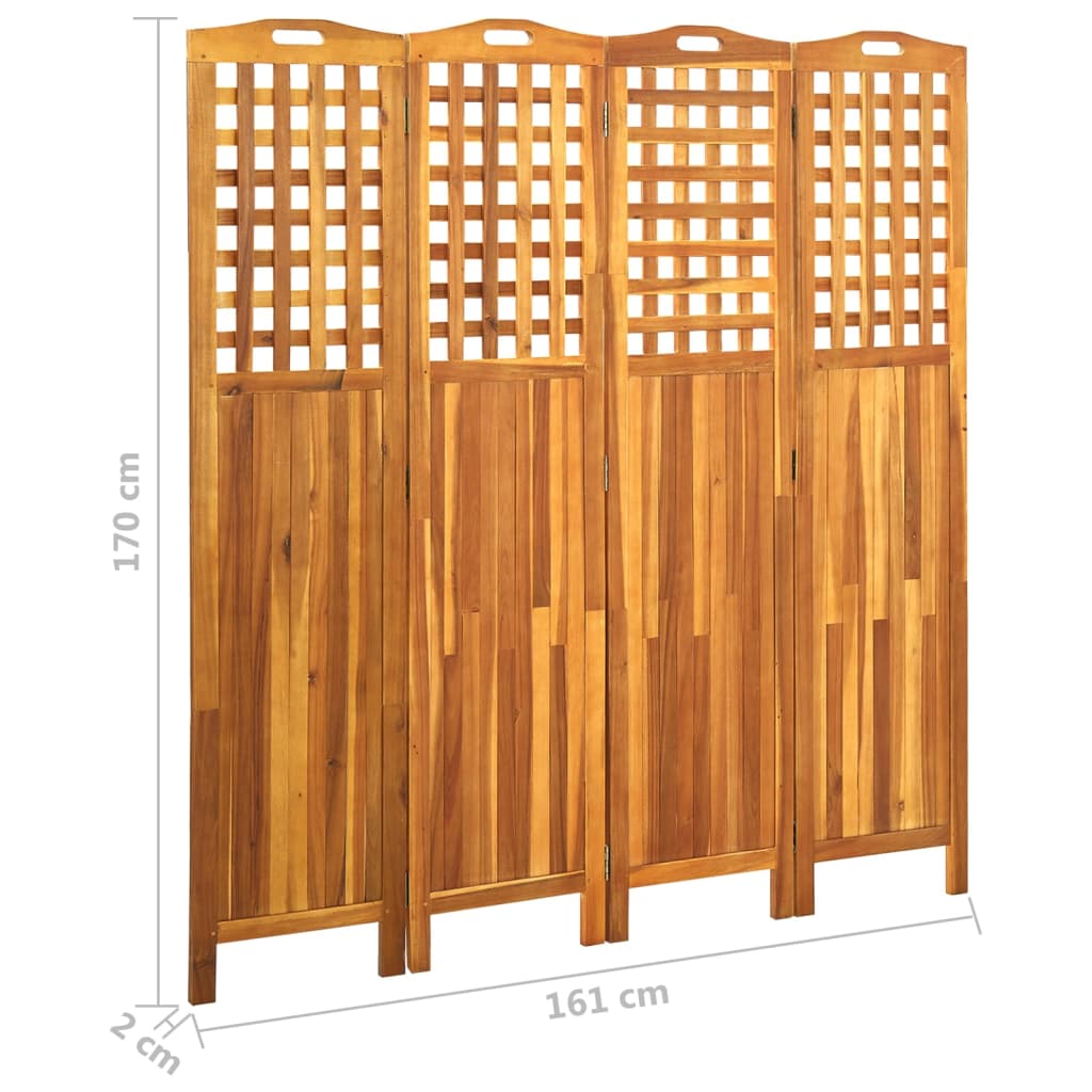 4-paneelinen tilanjakaja 161x2x170 cm täysi akaasiapuu - Sisustajankoti.fi