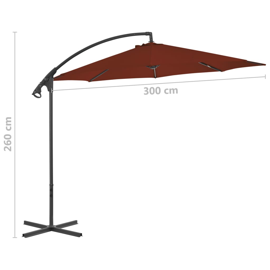Riippuva aurinkovarjo teräspylväällä 300 cm terrakotta - Sisustajankoti.fi