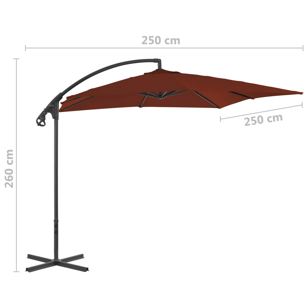 Riippuva aurinkovarjo teräspylväällä 250x250 cm terrakotta - Sisustajankoti.fi