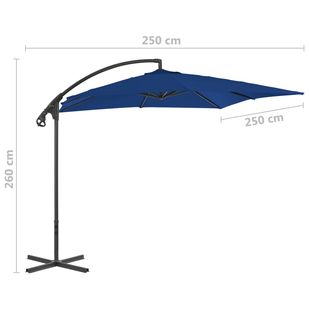 Riippuva aurinkovarjo teräspylväällä 250x250 cm taivaansininen - Sisustajankoti.fi