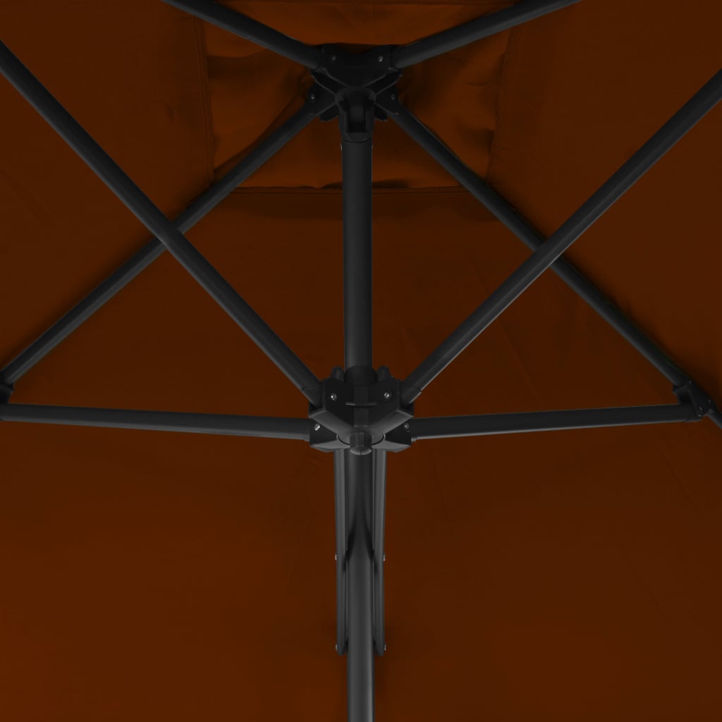 Aurinkovarjo terästangolla terrakotta 250x250x230 cm - Sisustajankoti.fi