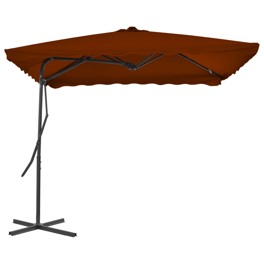 Aurinkovarjo terästangolla terrakotta 250x250x230 cm - Sisustajankoti.fi