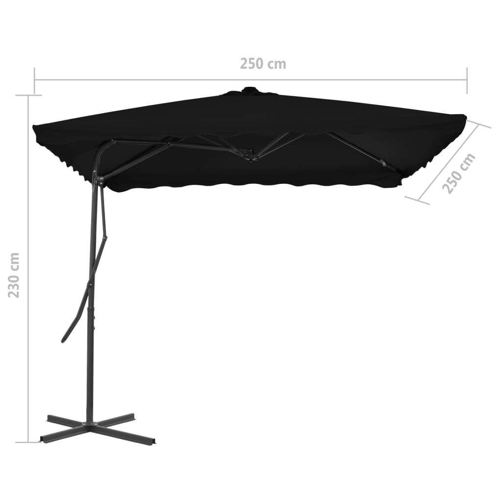 Aurinkovarjo terästangolla musta 250x250x230 cm - Sisustajankoti.fi