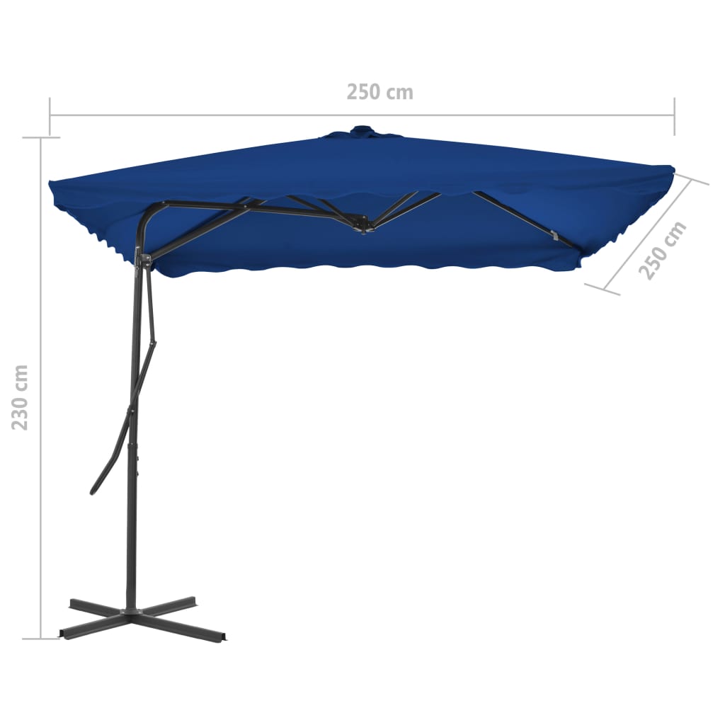 Aurinkovarjo terästangolla sininen 250x250x230 cm - Sisustajankoti.fi