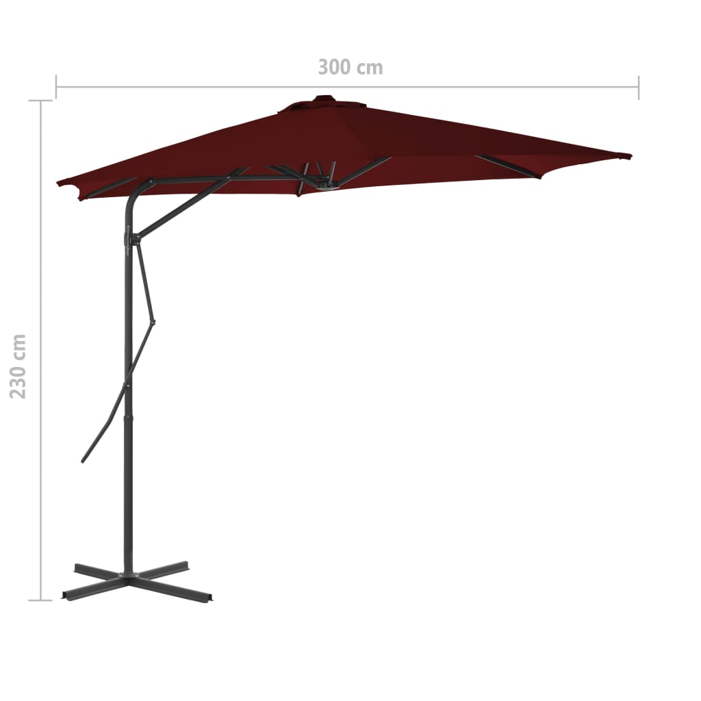 Aurinkovarjo terästangolla viininpunainen 300x230 cm - Sisustajankoti.fi