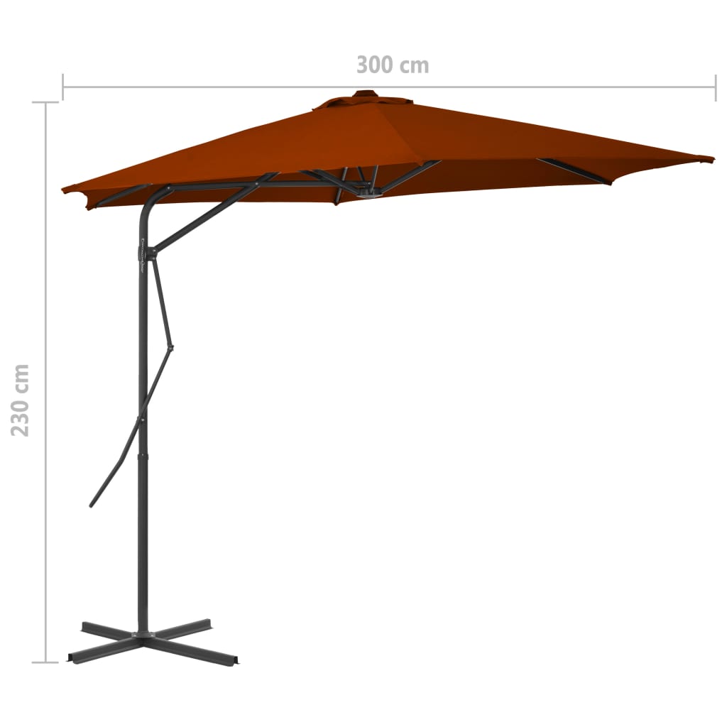 Aurinkovarjo terästangolla terrakotta 300x230 cm - Sisustajankoti.fi