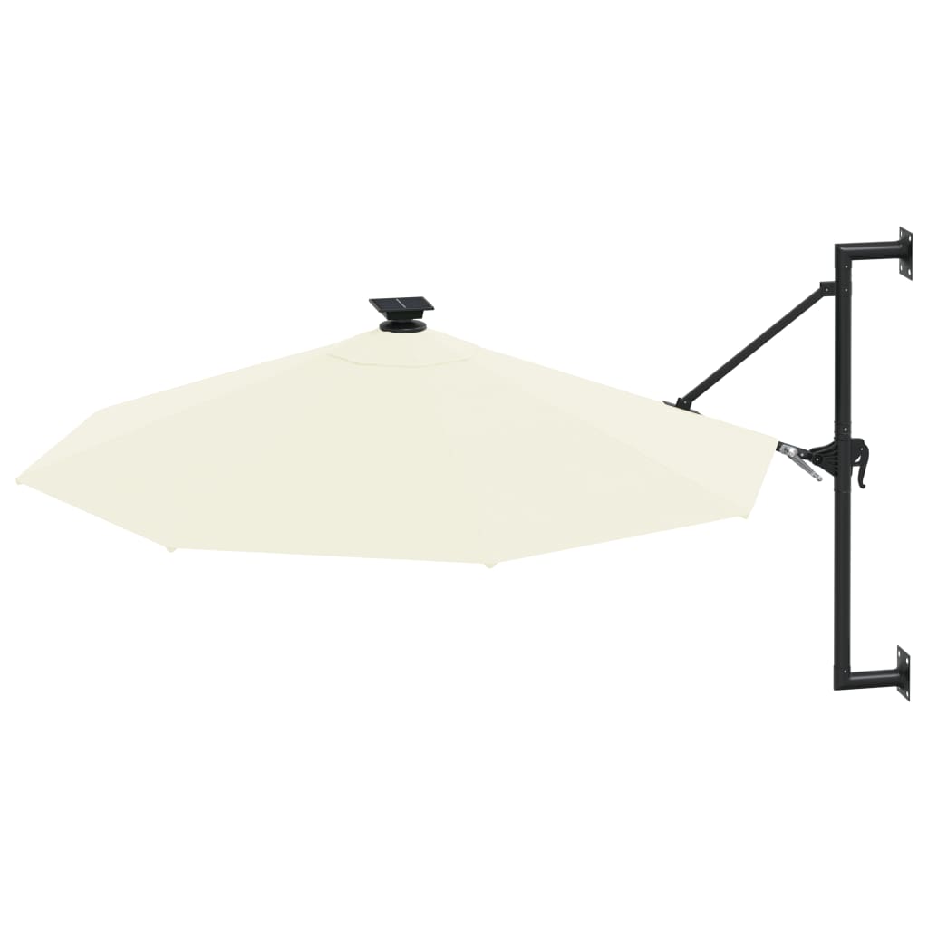 Seinäkiinnitteinen aurinkovarjo LED ja tolppa 300 cm hiekka - Sisustajankoti.fi