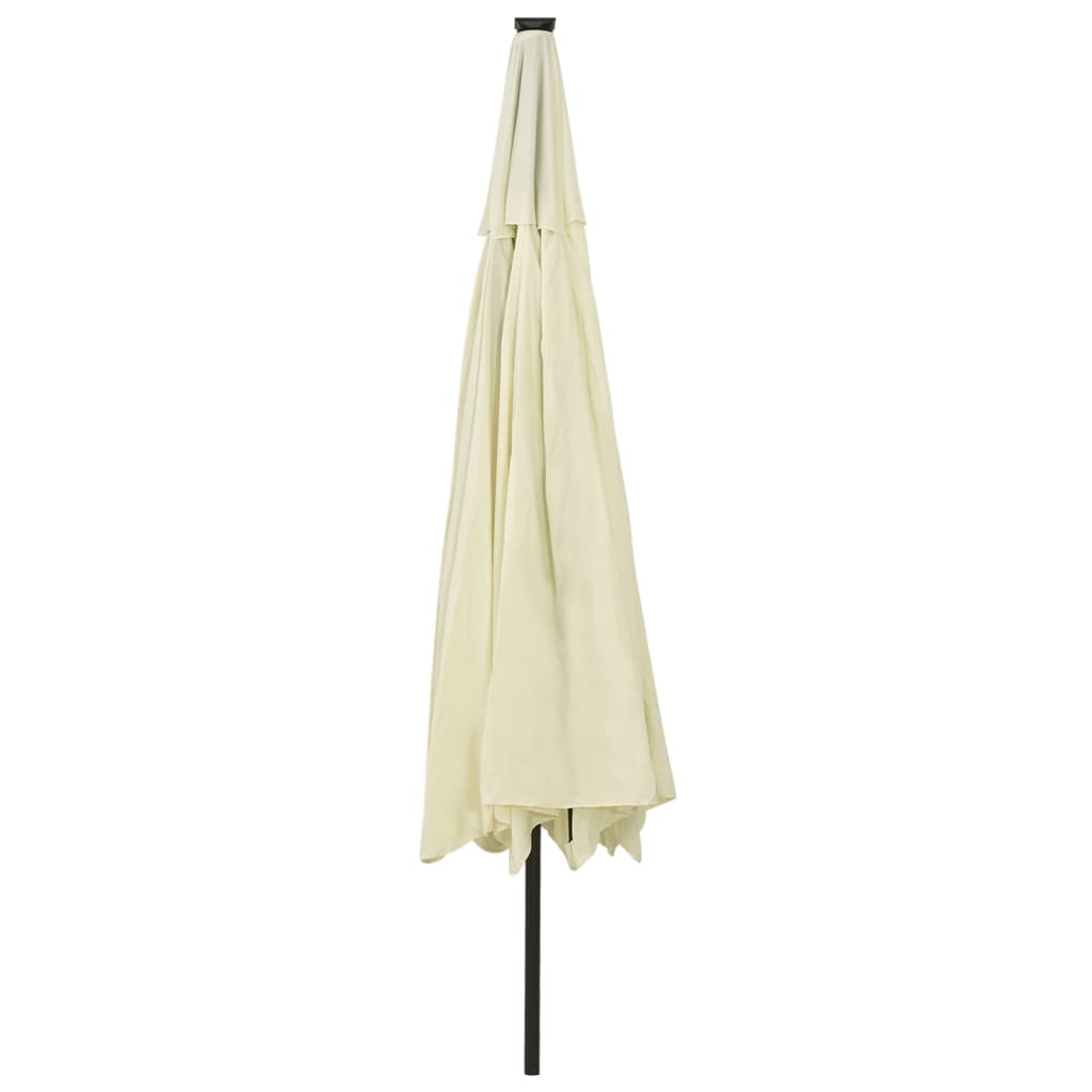 Aurinkovarjo LED-valot ja metallitanko 400 cm hiekka - Sisustajankoti.fi