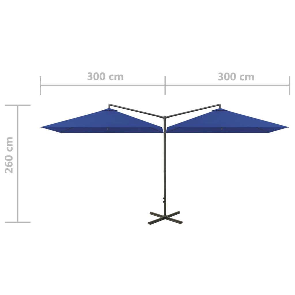 Tupla-aurinkovarjo terästanko taivaansininen 600x300 cm - Sisustajankoti.fi