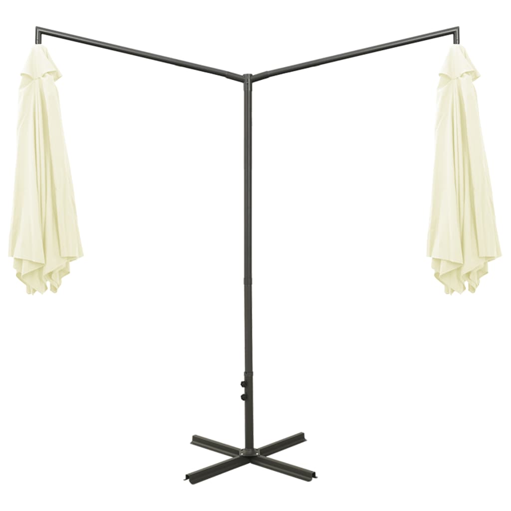 Tupla-aurinkovarjo terästanko hiekka 600 cm - Sisustajankoti.fi