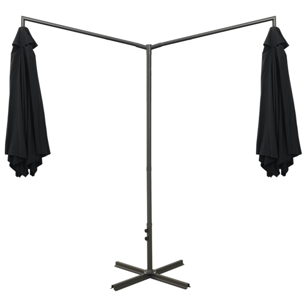 Tupla-aurinkovarjo terästanko musta 600 cm - Sisustajankoti.fi