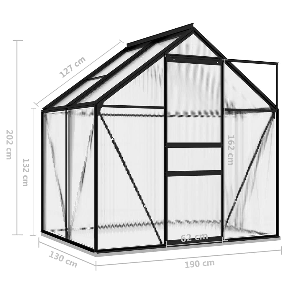 Kasvihuone antrasiitti alumiini 2,47 m² - Sisustajankoti.fi