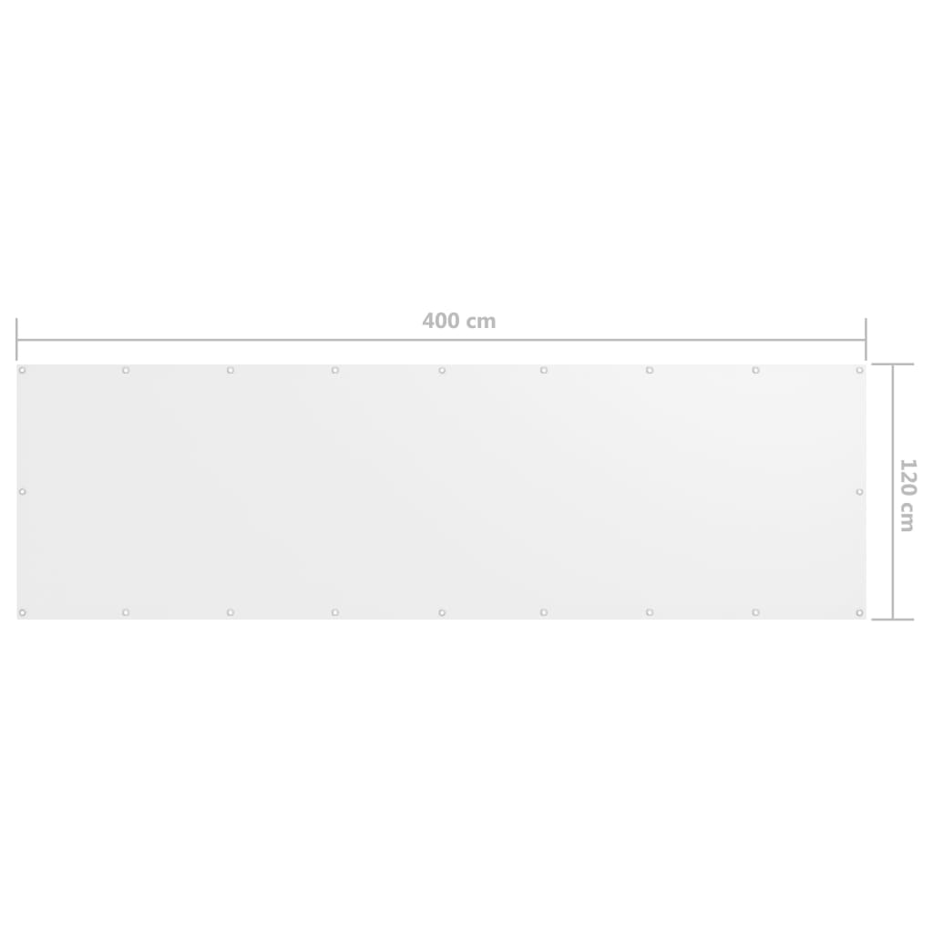 Parvekkeen suoja valkoinen 120x400 cm Oxford kangas - Sisustajankoti.fi