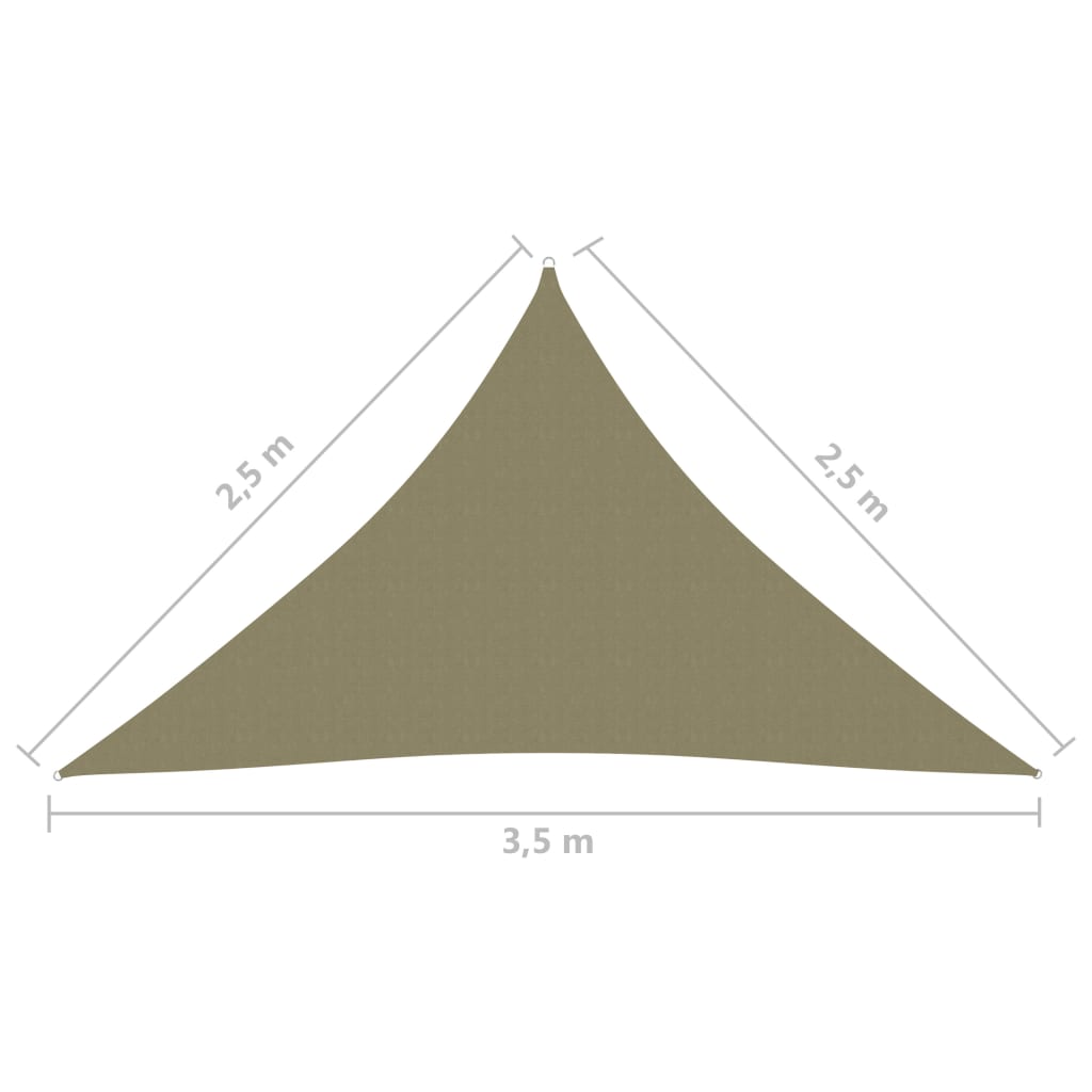 Aurinkopurje Oxford-kangas kolmio 2,5x2,5x3,5 m beige - Sisustajankoti.fi