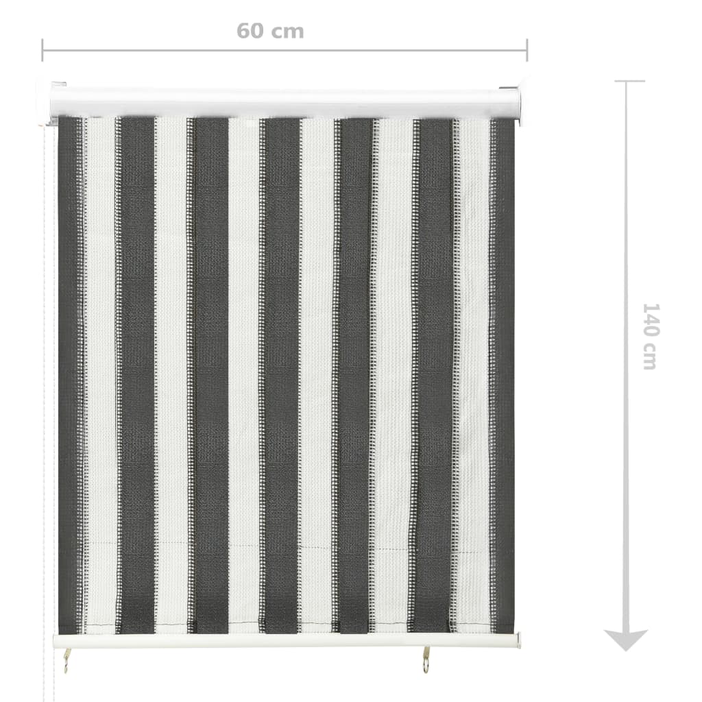 312679 Outdoor Roller Blind 60x140 cm Anthracite and White Stripe - Sisustajankoti.fi