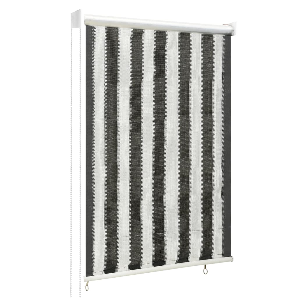 312680 Outdoor Roller Blind 80x140 cm Anthracite and White Stripe - Sisustajankoti.fi
