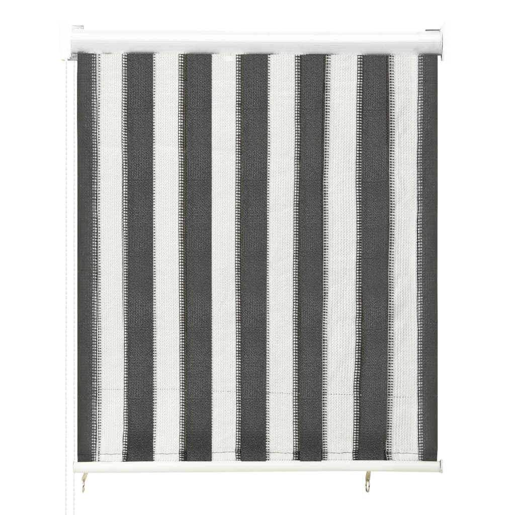 312680 Outdoor Roller Blind 80x140 cm Anthracite and White Stripe - Sisustajankoti.fi