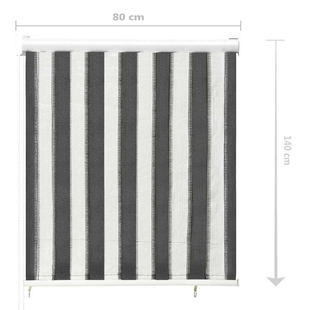312680 Outdoor Roller Blind 80x140 cm Anthracite and White Stripe - Sisustajankoti.fi