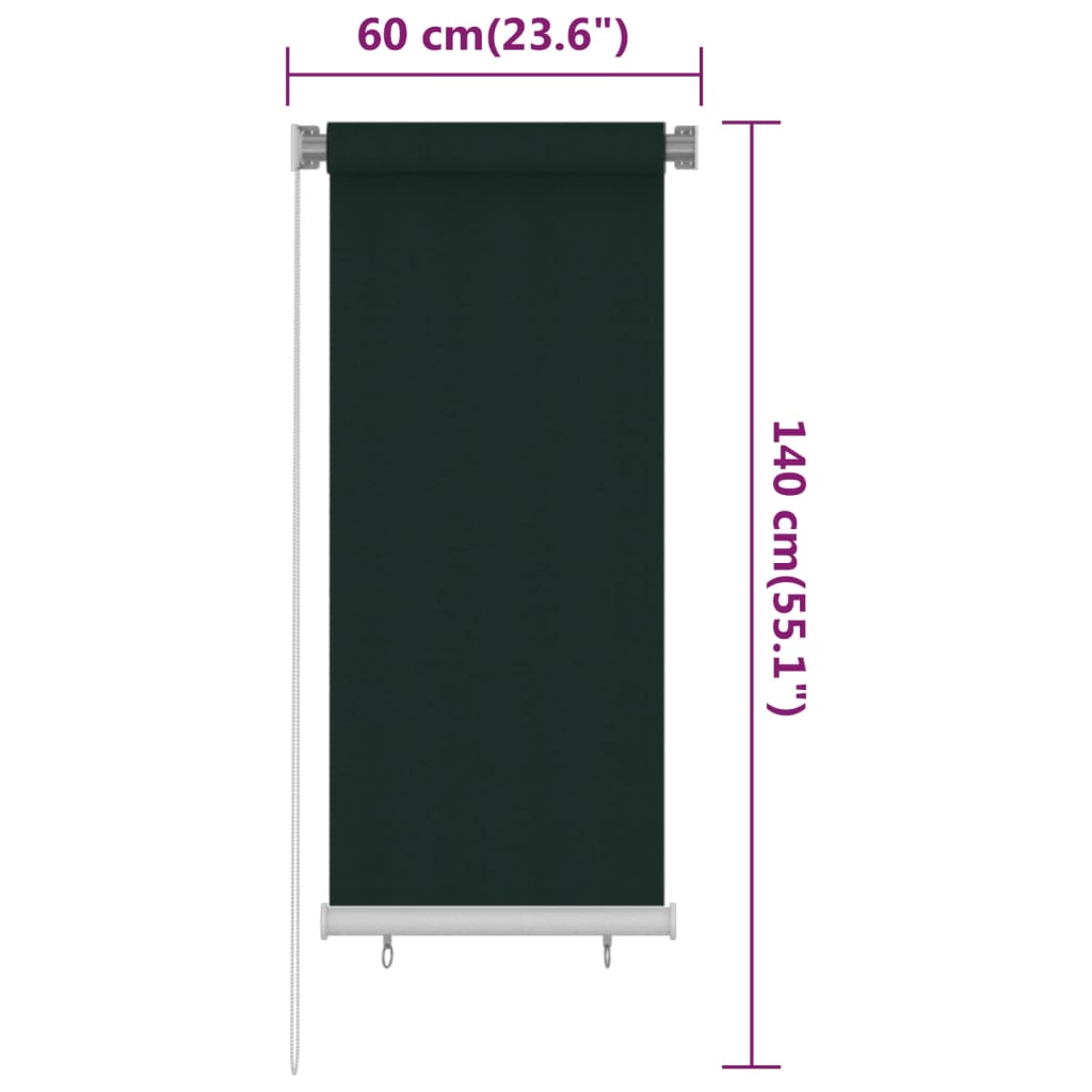 Rullaverho ulkotiloihin 60x140 cm tummanvihreä HDPE - Sisustajankoti.fi