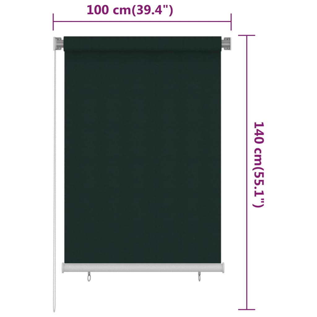Rullaverho ulkotiloihin 100x140 cm tummanvihreä HDPE - Sisustajankoti.fi