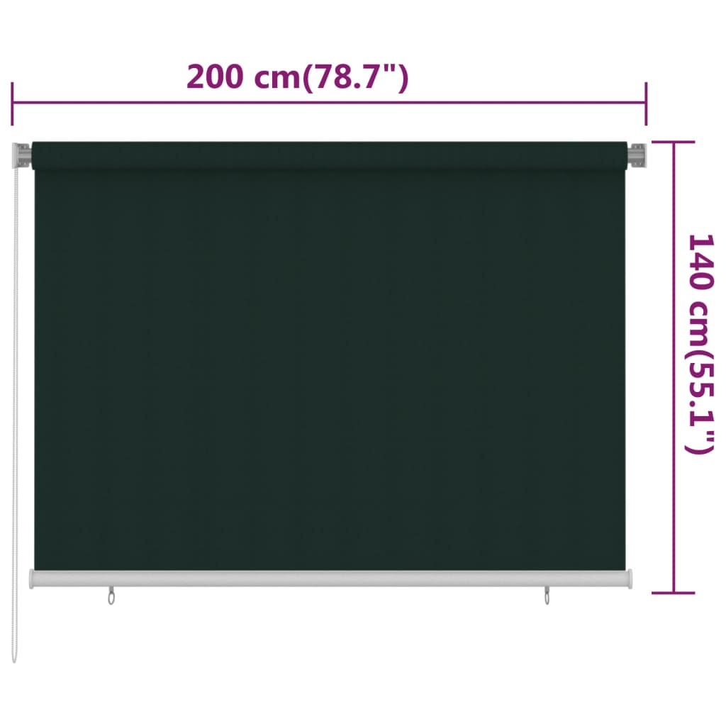 Rullaverho ulkotiloihin 200x140 cm tummanvihreä HDPE - Sisustajankoti.fi