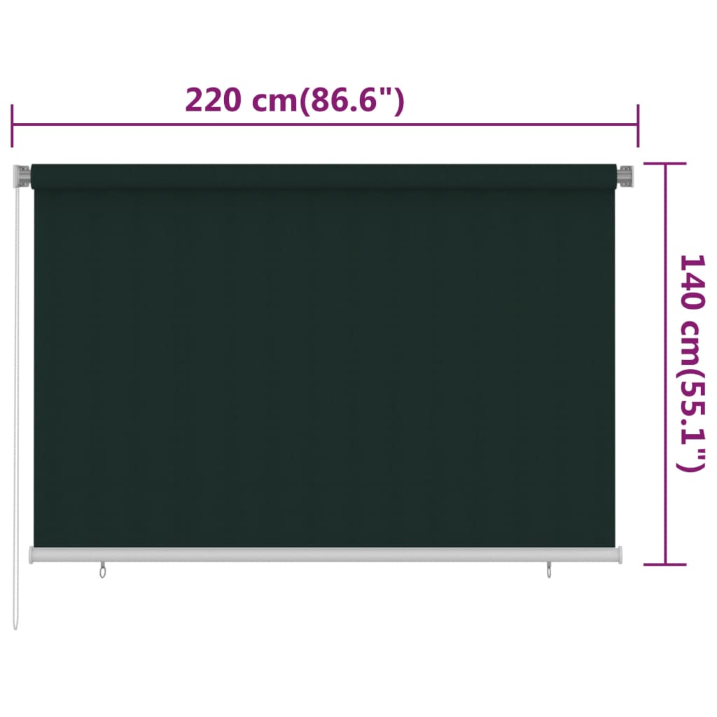 Rullaverho ulkotiloihin 220x140 cm tummanvihreä HDPE - Sisustajankoti.fi