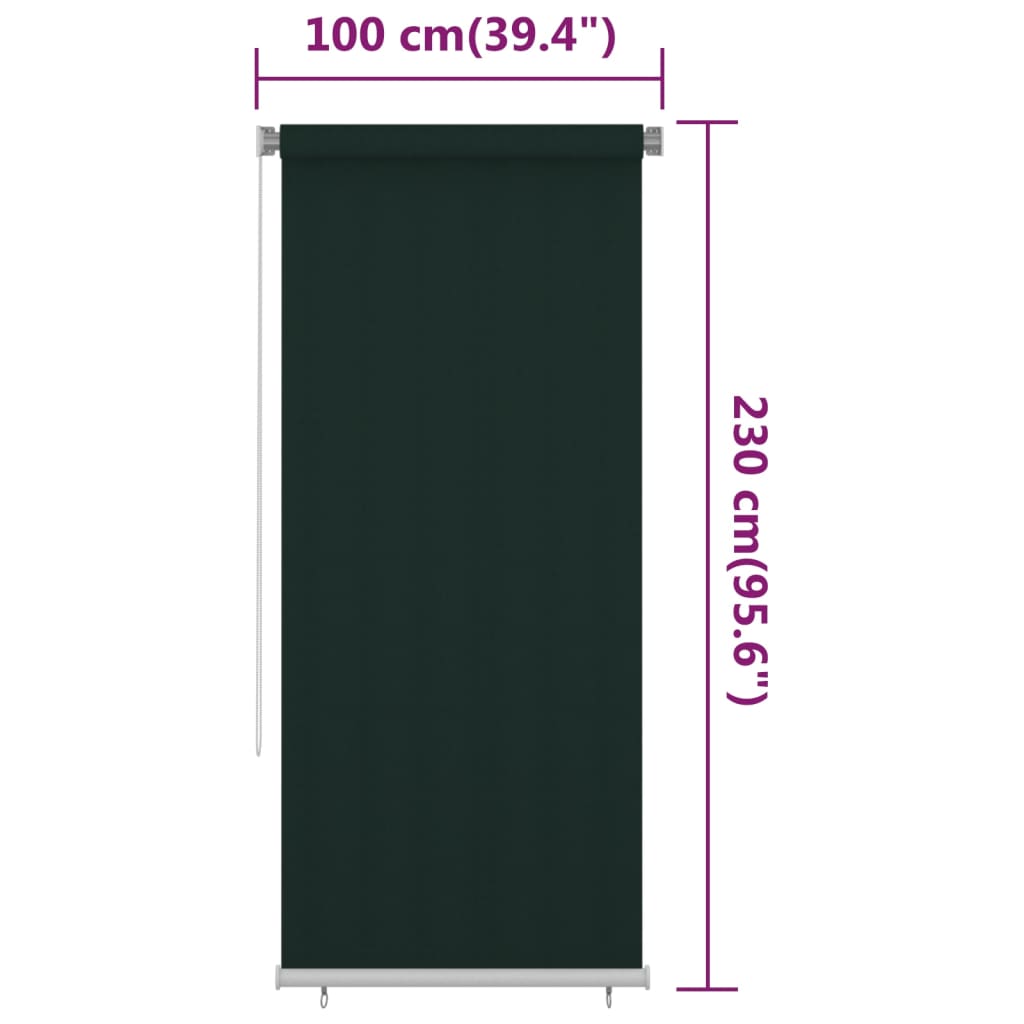 Rullaverho ulkotiloihin 100x230 cm tummanvihreä HDPE - Sisustajankoti.fi