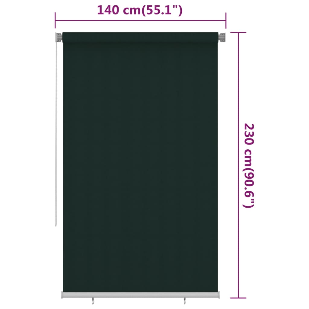 Rullaverho ulkotiloihin 140x230 cm tummanvihreä HDPE - Sisustajankoti.fi
