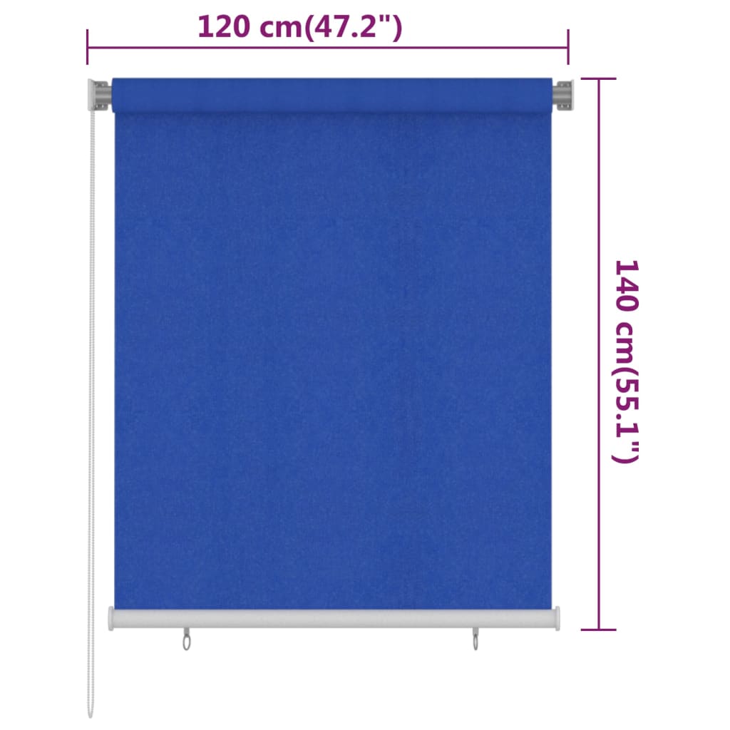 Rullaverho ulkotiloihin 120x140 cm sininen HDPE - Sisustajankoti.fi