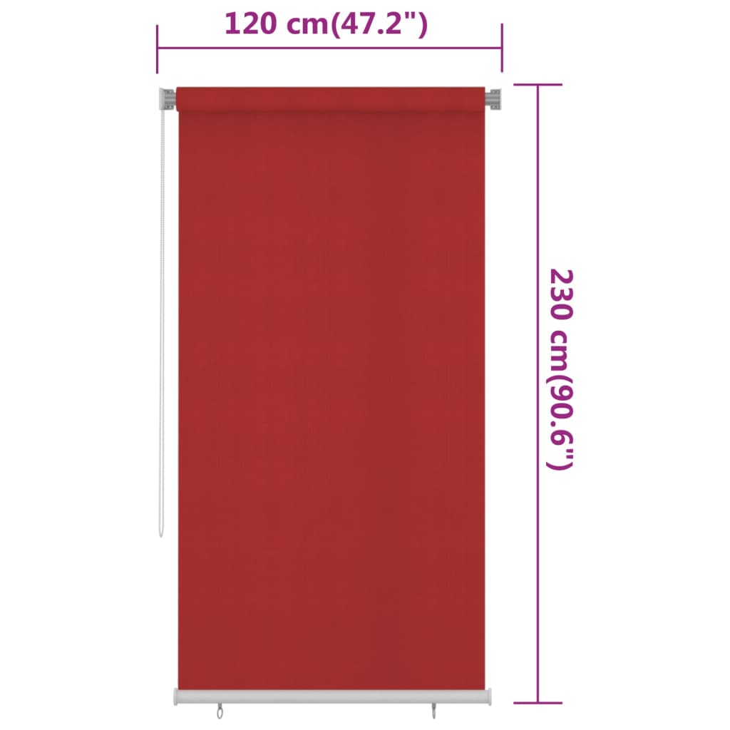 Rullaverho ulkotiloihin 120x230 cm punainen HDPE - Sisustajankoti.fi