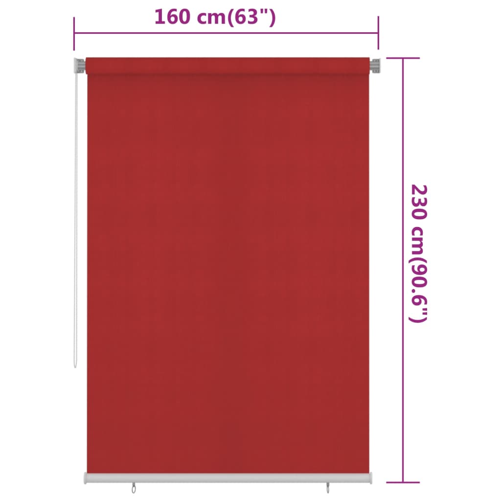 Rullaverho ulkotiloihin 160x230 cm punainen HDPE - Sisustajankoti.fi