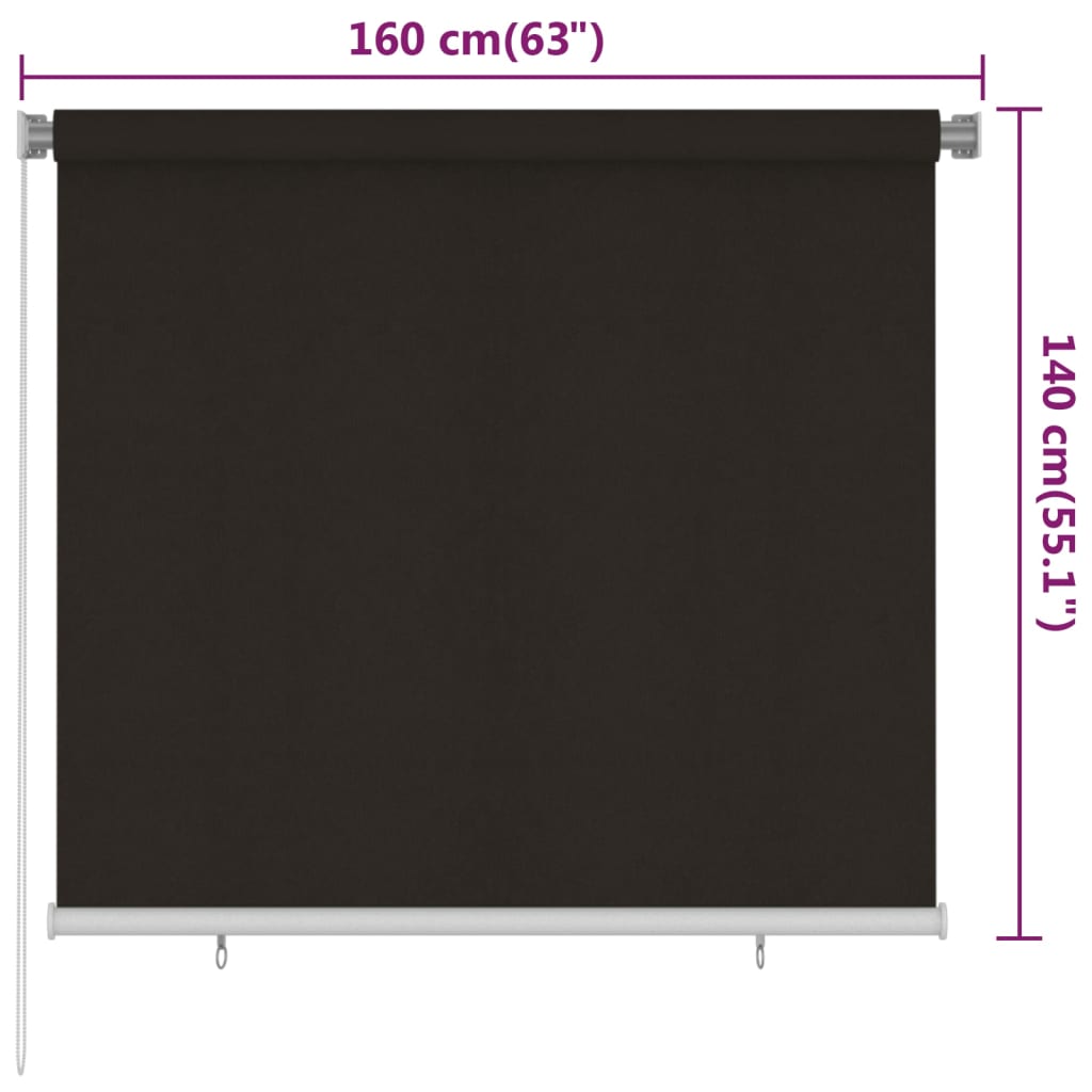 Rullaverho ulkotiloihin 160x140 cm ruskea HDPE - Sisustajankoti.fi
