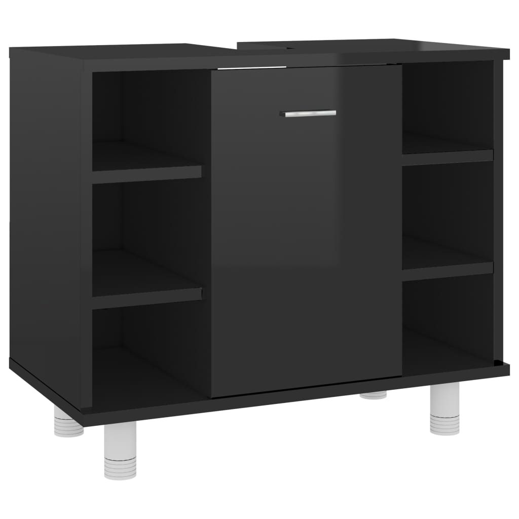 Kylpyhuonekaappi korkeakiilto musta 60x32x53,5 cm - Sisustajankoti.fi