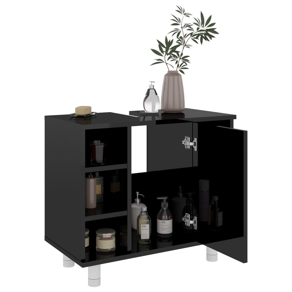 Kylpyhuonekaappi korkeakiilto musta 60x32x53,5 cm - Sisustajankoti.fi