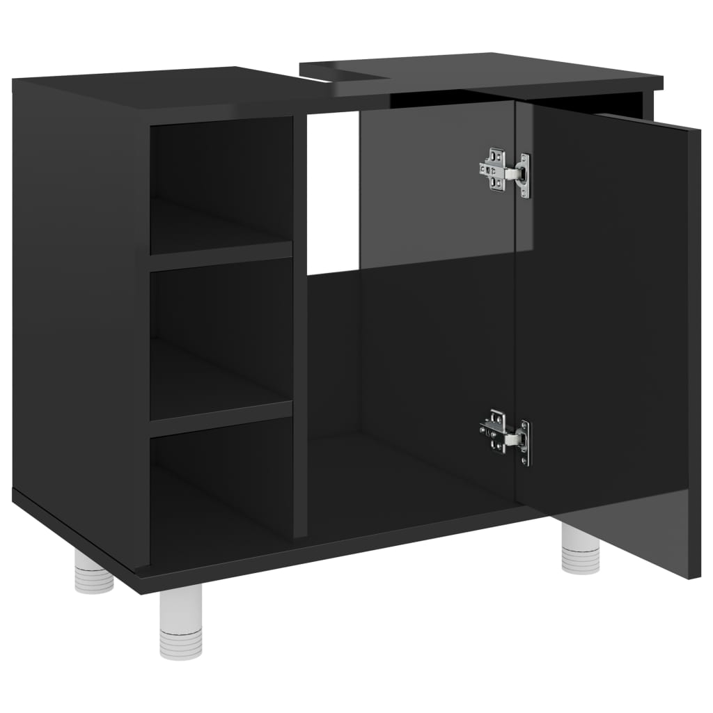 Kylpyhuonekaappi korkeakiilto musta 60x32x53,5 cm - Sisustajankoti.fi