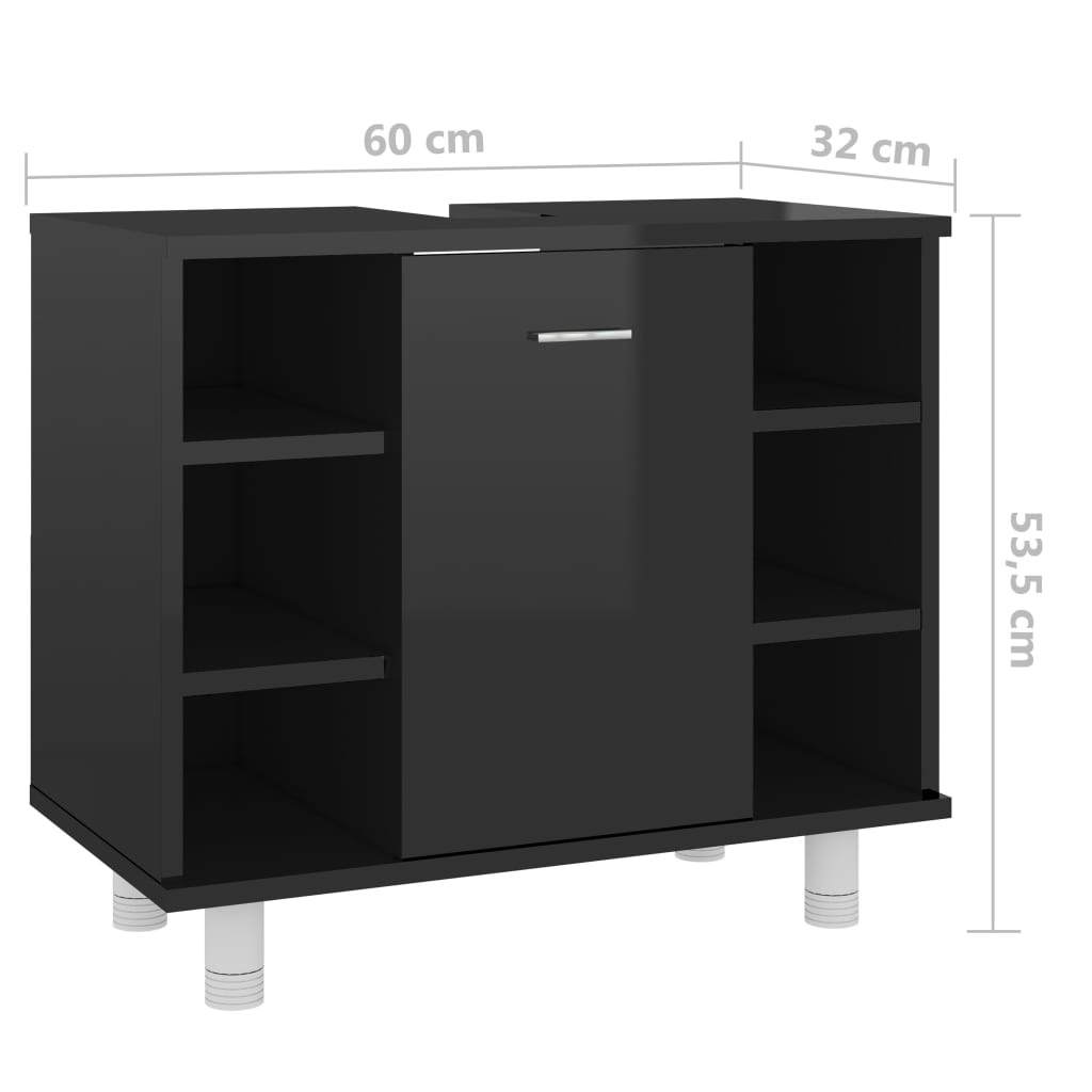Kylpyhuonekaappi korkeakiilto musta 60x32x53,5 cm - Sisustajankoti.fi