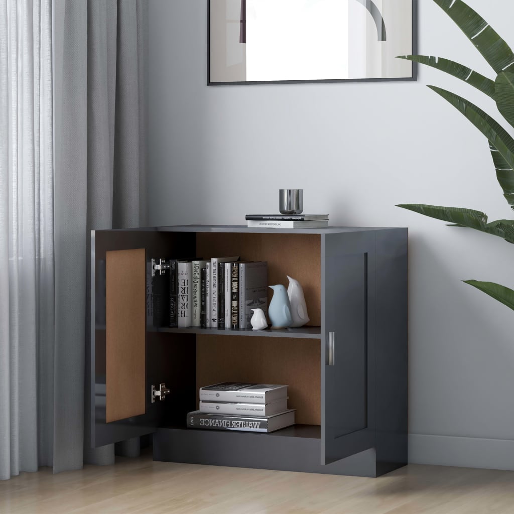 Kirjahylly korkeakiilto harmaa 82,5x30,5x80 cm - Sisustajankoti.fi