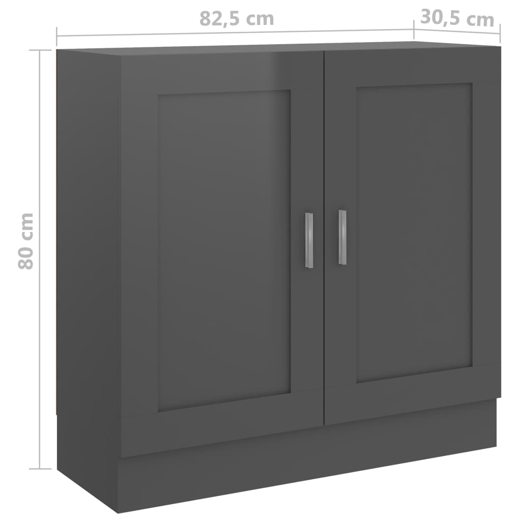 Kirjahylly korkeakiilto harmaa 82,5x30,5x80 cm - Sisustajankoti.fi