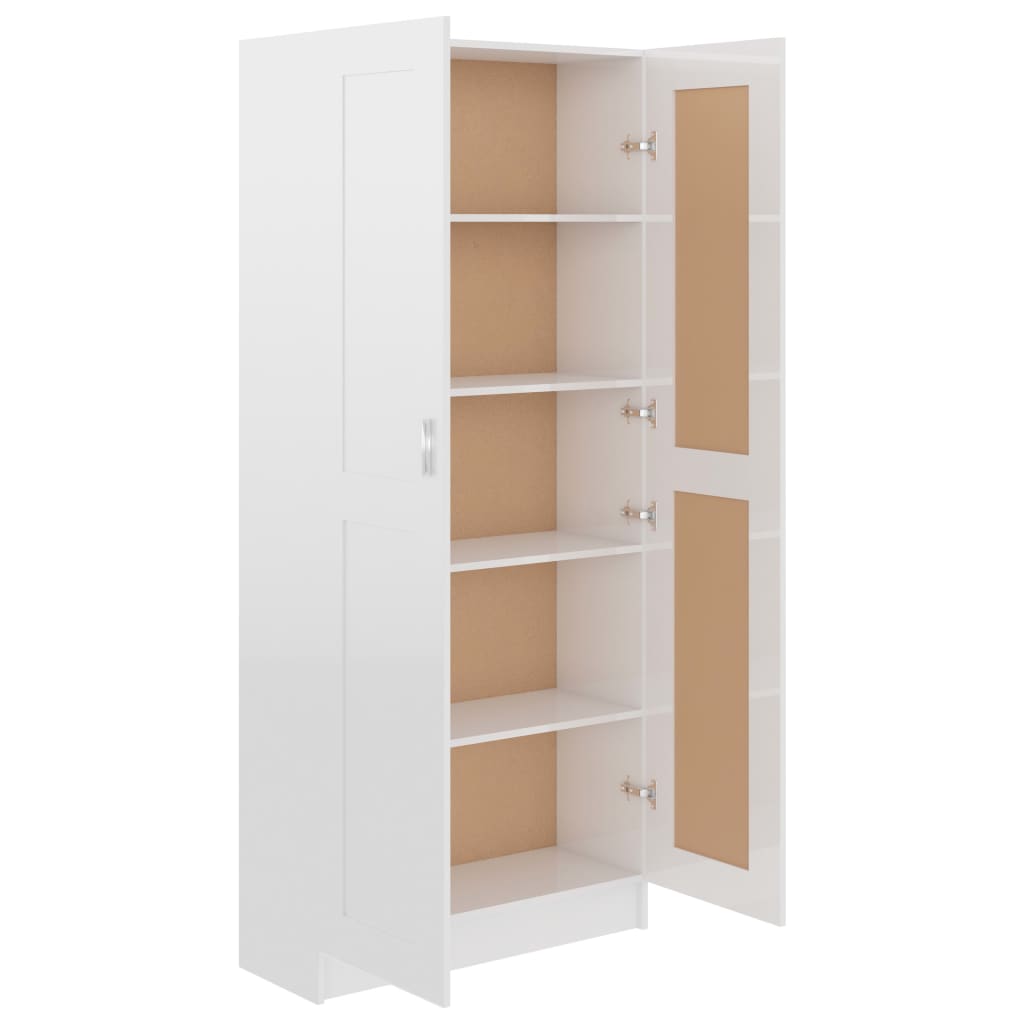 Kirjahylly korkeakiilto valkoinen 82,5x30,5x185,5 cm - Sisustajankoti.fi
