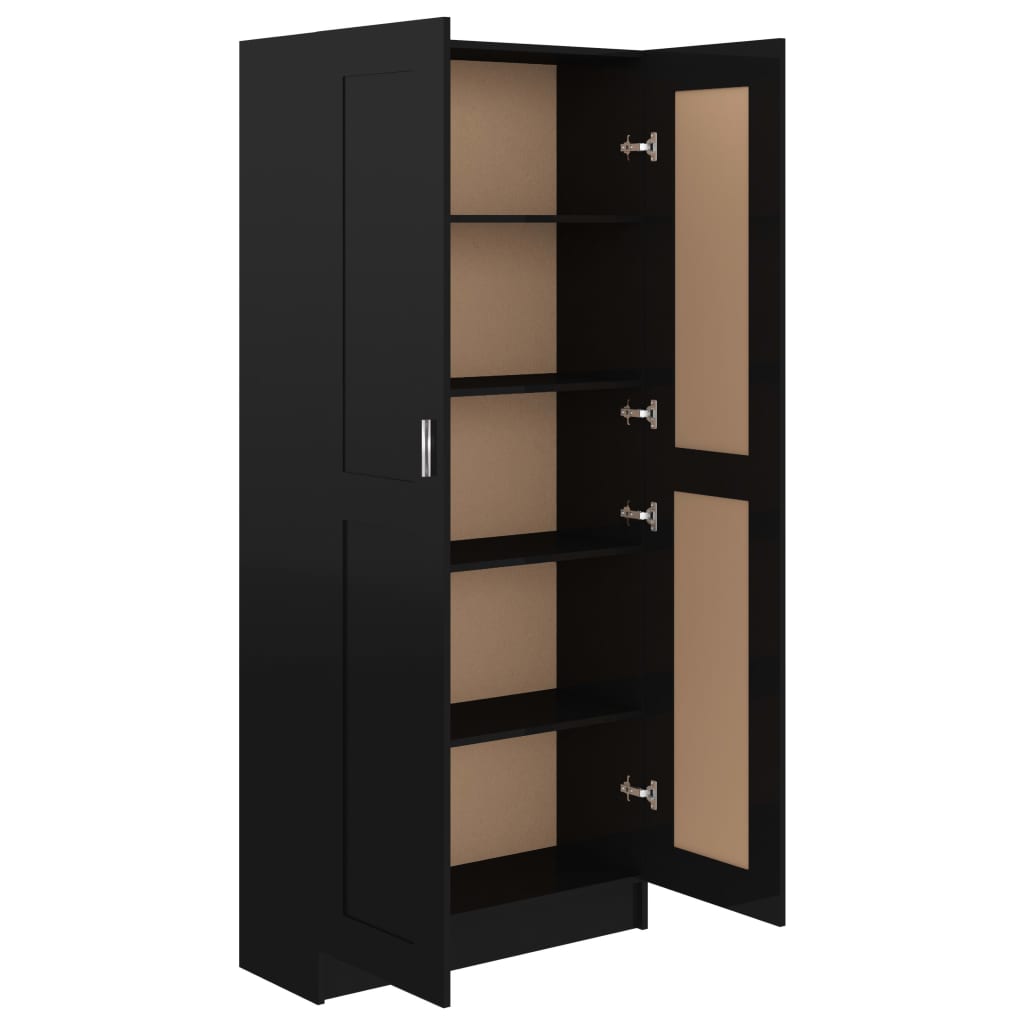 Kirjahylly korkeakiilto musta 82,5x30,5x185,5 cm - Sisustajankoti.fi